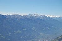 Blick auf das Hasenöhrl, die Zufallspitzen und den Cevedale in der Ortlergruppe